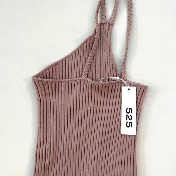 525 America Braided One Shoulder Rib Tank Beige - Picture 2 of 5